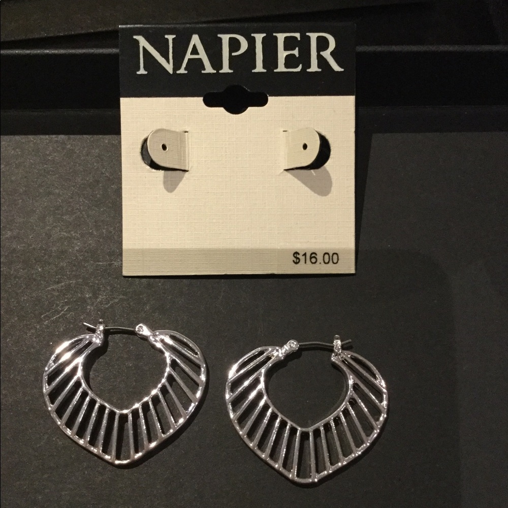 Napier Silver tone Leaf Hoops